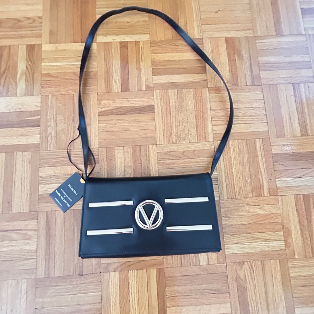 Valentino Black and Gold Shoulder Bag